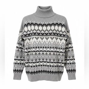 Gray and Black Patterned Turtleneck Sweater Abercrombie and Fitch size XS